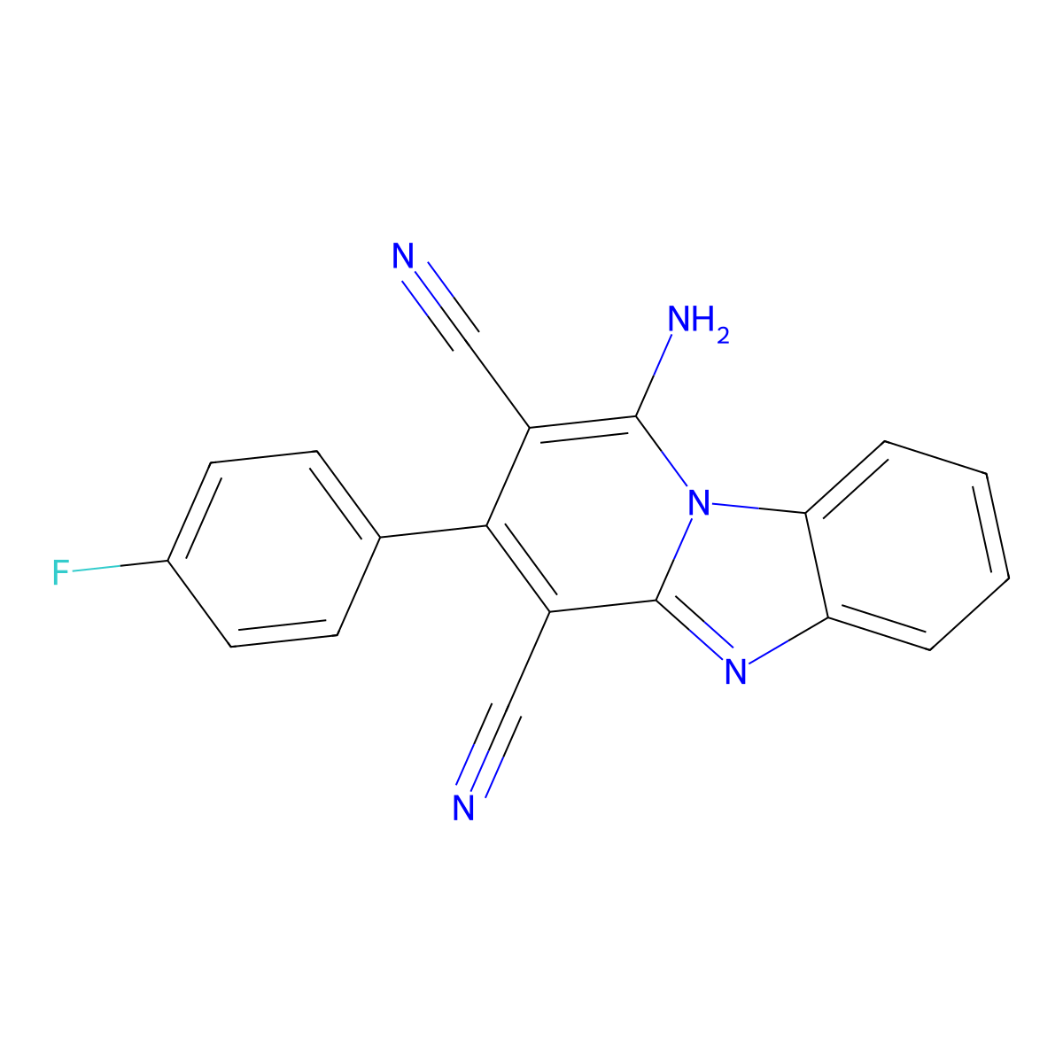 1-Amino-3-(4-fluorophenyl)benzo[4,5]imidazo[1,2-a]pyridine-2,4-dicarbonitrile molecular structure, CAS 300719-01-1