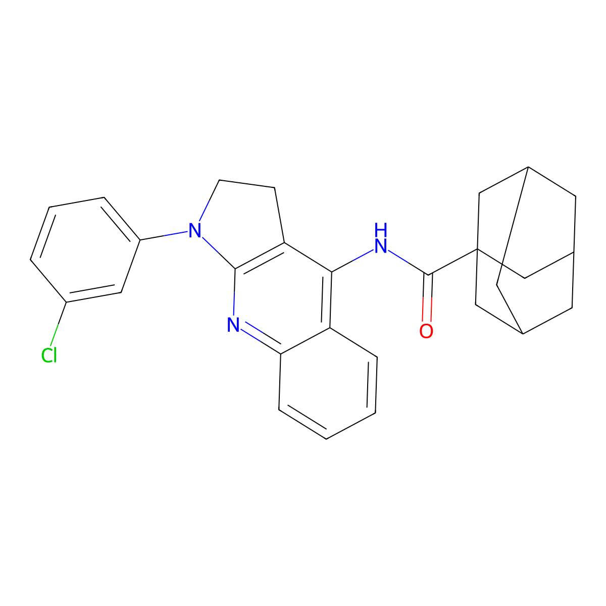 N-[1-(3-chlorophenyl)-2,3-dihydropyrrolo[2,3-b]quinolin-4-yl]adamantane-1-carboxamide molecular structure, CAS 300719-09-9