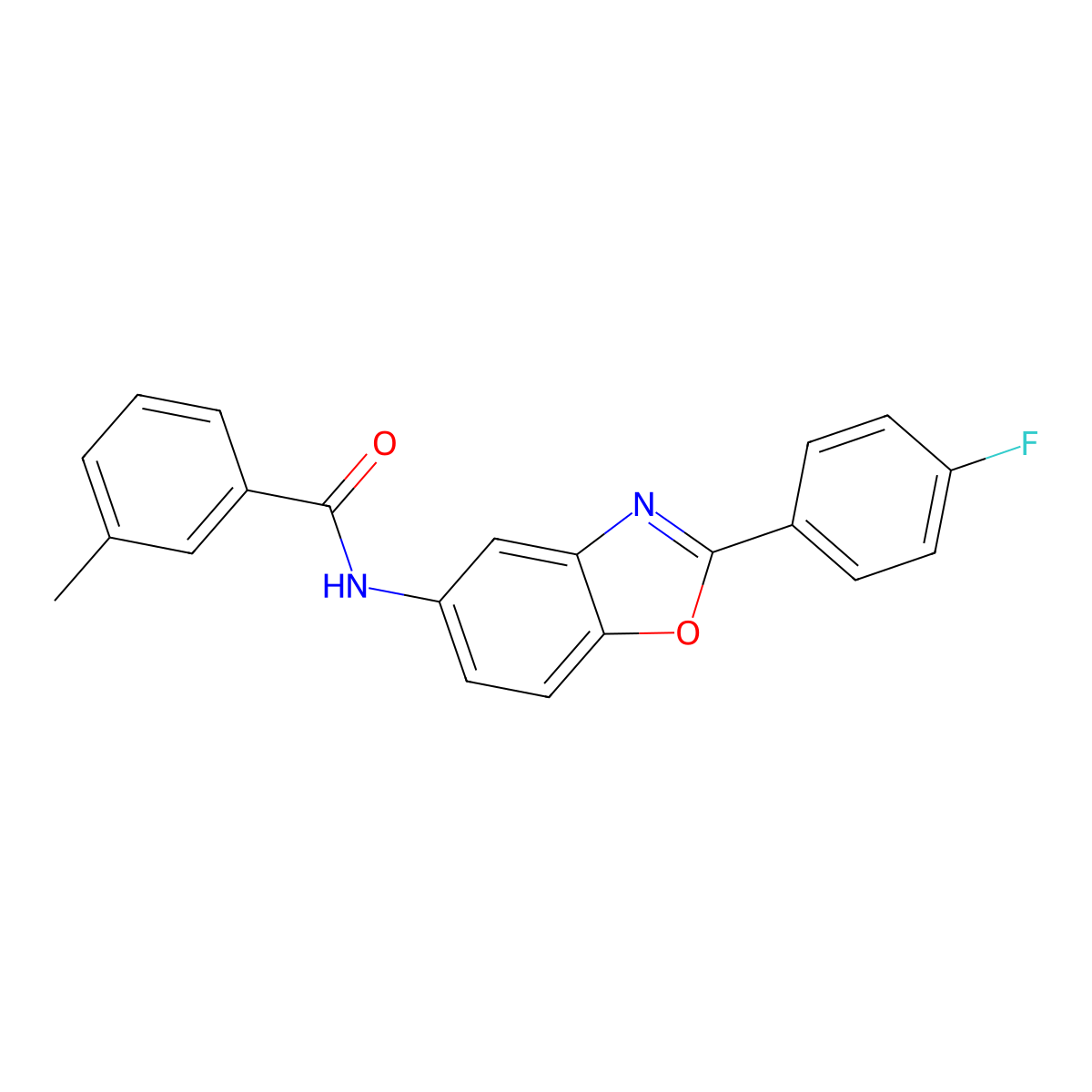 N-[2-(4-fluorophenyl)-1,3-benzoxazol-5-yl]-3-methylbenzamide molecular structure, CAS 300719-24-8
