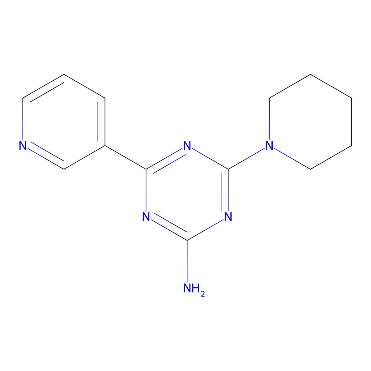 s-Triazine, 2-amino-4-piperidino-6-(3-pyridyl)- molecular structure, CAS 30072-59-4