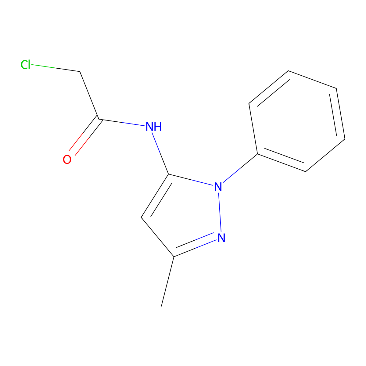 2-Chloro-N-(3-methyl-1-phenyl-1H-pyrazol-5-yl)acetamide molecular structure, CAS 300727-15-5