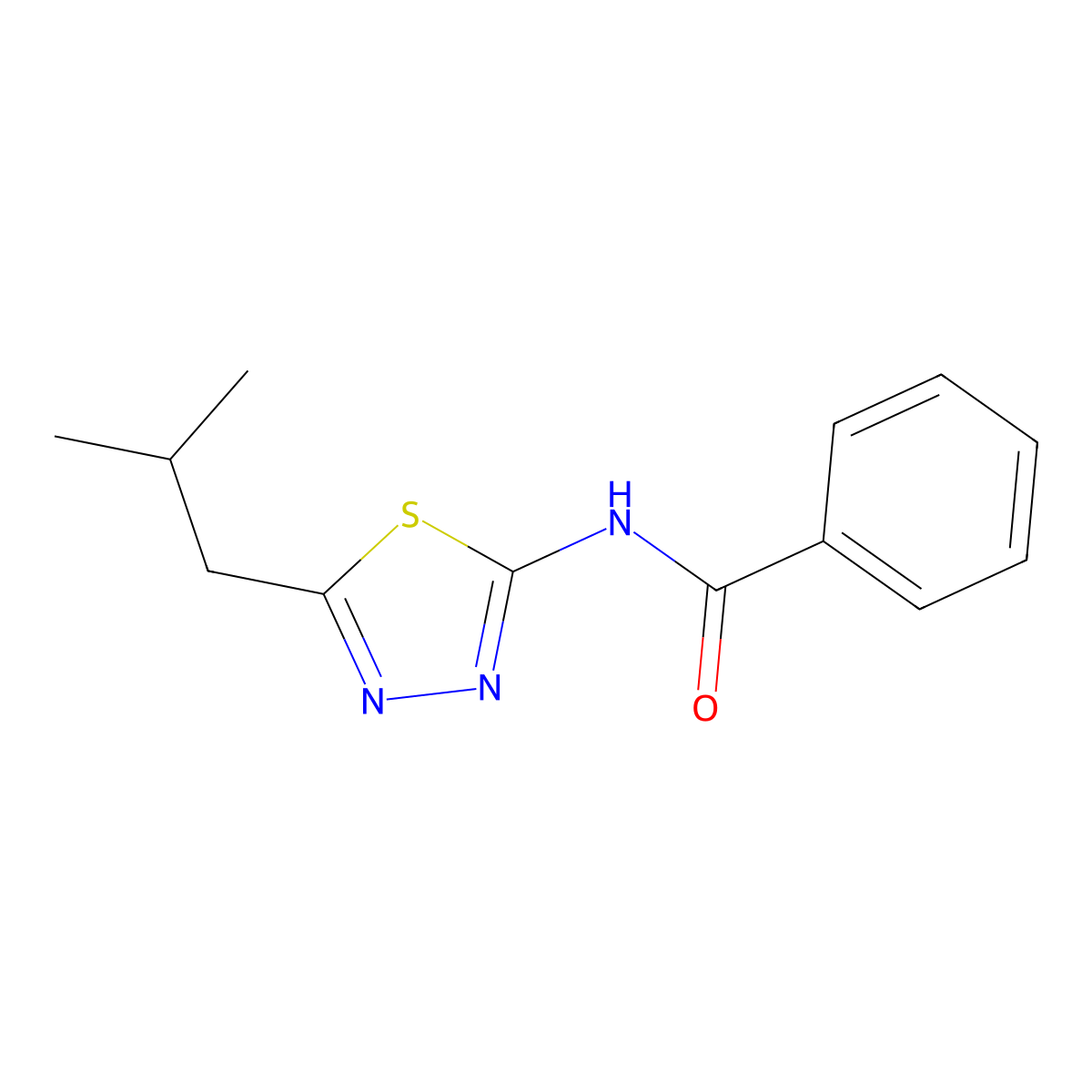 N-(5-Isobutyl-1,3,4-thiadiazol-2-yl)benzamide molecular structure, CAS 300727-74-6