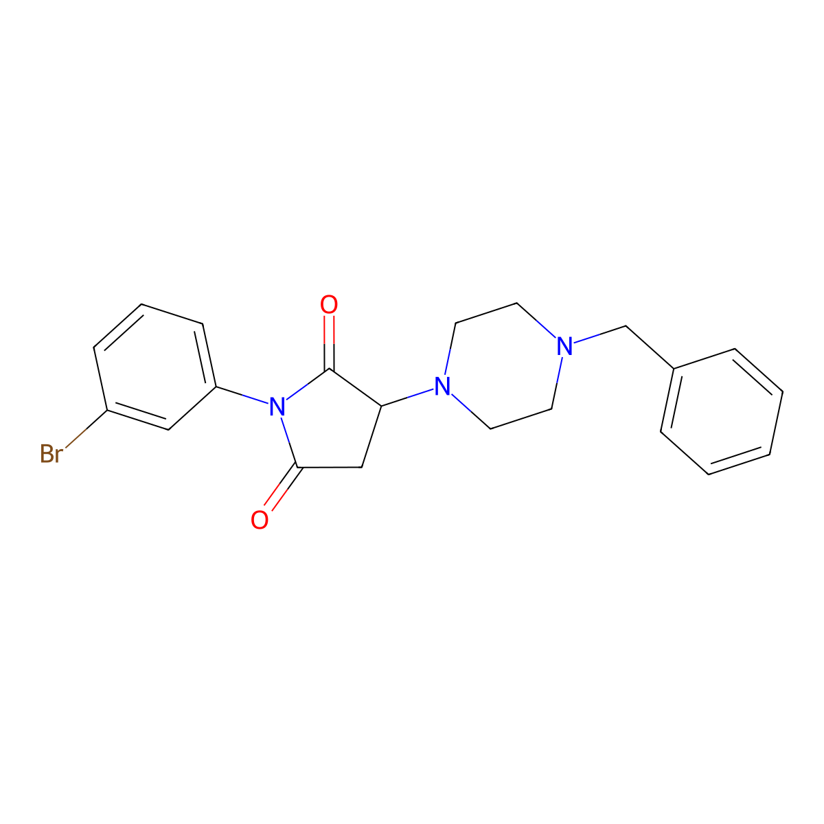 3-(4-Benzylpiperazin-1-yl)-1-(3-bromophenyl)pyrrolidine-2,5-dione molecular structure, CAS 300730-44-3