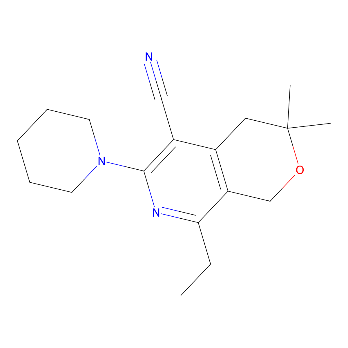 8-Ethyl-3,3-dimethyl-6-piperidin-1-yl-1,4-dihydropyrano[3,4-c]pyridine-5-carbonitrile molecular structure, CAS 300730-61-4