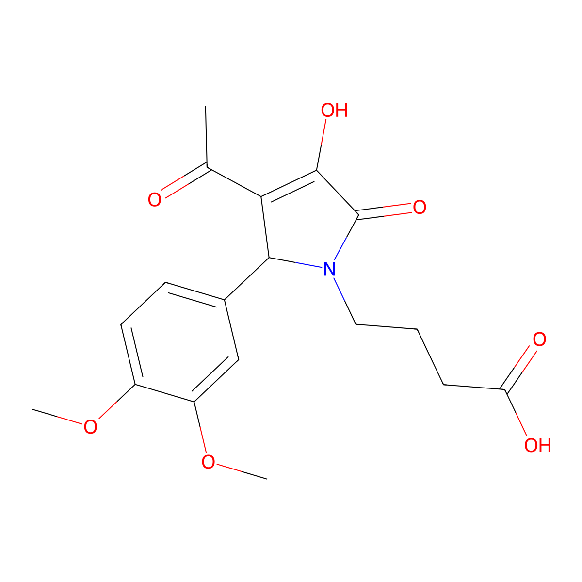 4-[3-acetyl-2-(3,4-dimethoxyphenyl)-4-hydroxy-5-oxo-2H-pyrrol-1-yl]butanoic Acid molecular structure, CAS 300730-66-9