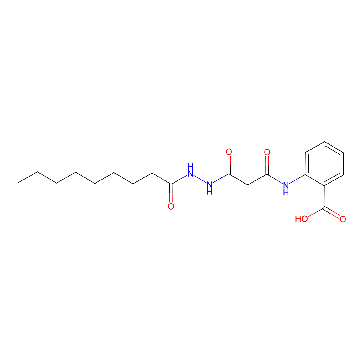 2-(3-(2-Nonanoylhydrazinyl)-3-oxopropanamido)benzoic acid molecular structure, CAS 300730-97-6