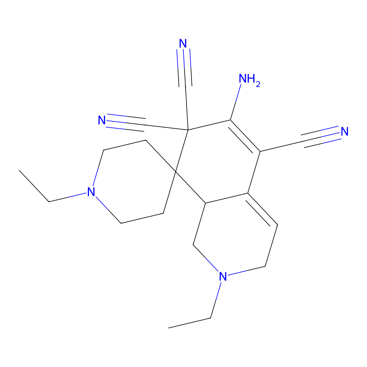 6-amino-1',2-diethylspiro[3,8a-dihydro-1H-isoquinoline-8,4'-piperidine]-5,7,7-tricarbonitrile molecular structure, CAS 300731-01-5