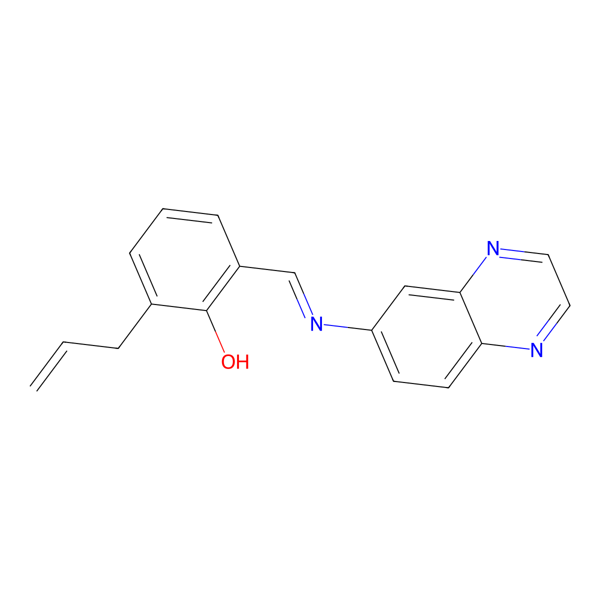 Phenol, 6-allyl-2-(6-quinoxalinyliminomethyl)- molecular structure, CAS 300731-07-1