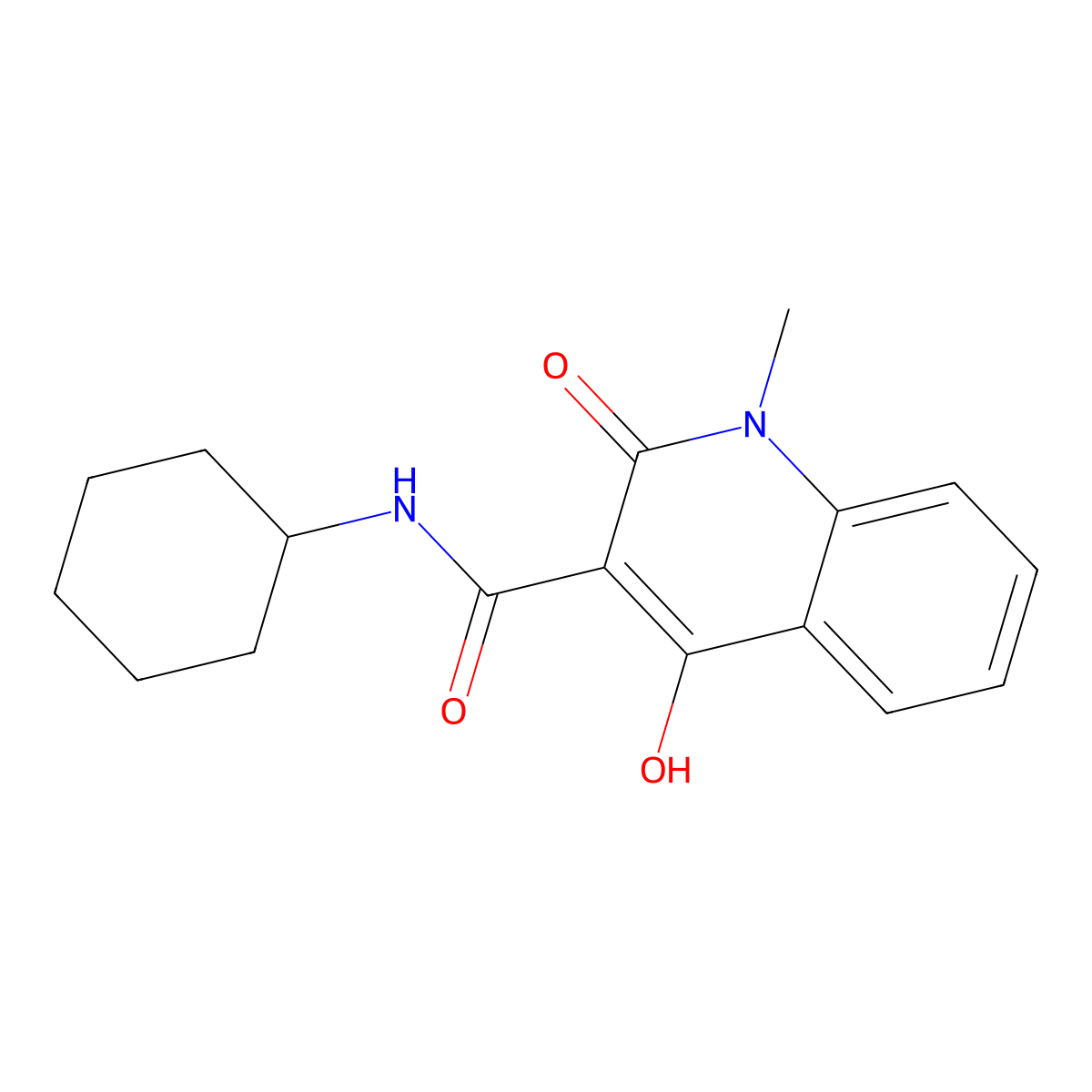 N-cyclohexyl-4-hydroxy-1-methyl-2-oxo-1,2-dihydroquinoline-3-carboxamide molecular structure, CAS 300731-31-1