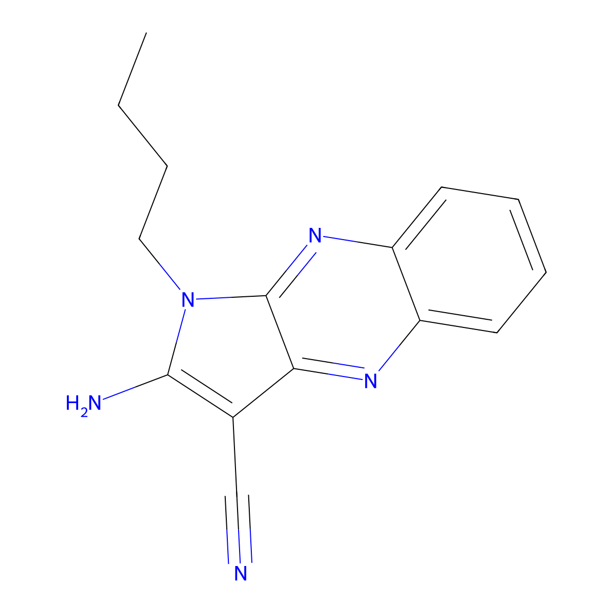 2-amino-1-butyl-1H-pyrrolo[2,3-b]quinoxaline-3-carbonitrile molecular structure, CAS 300731-73-1