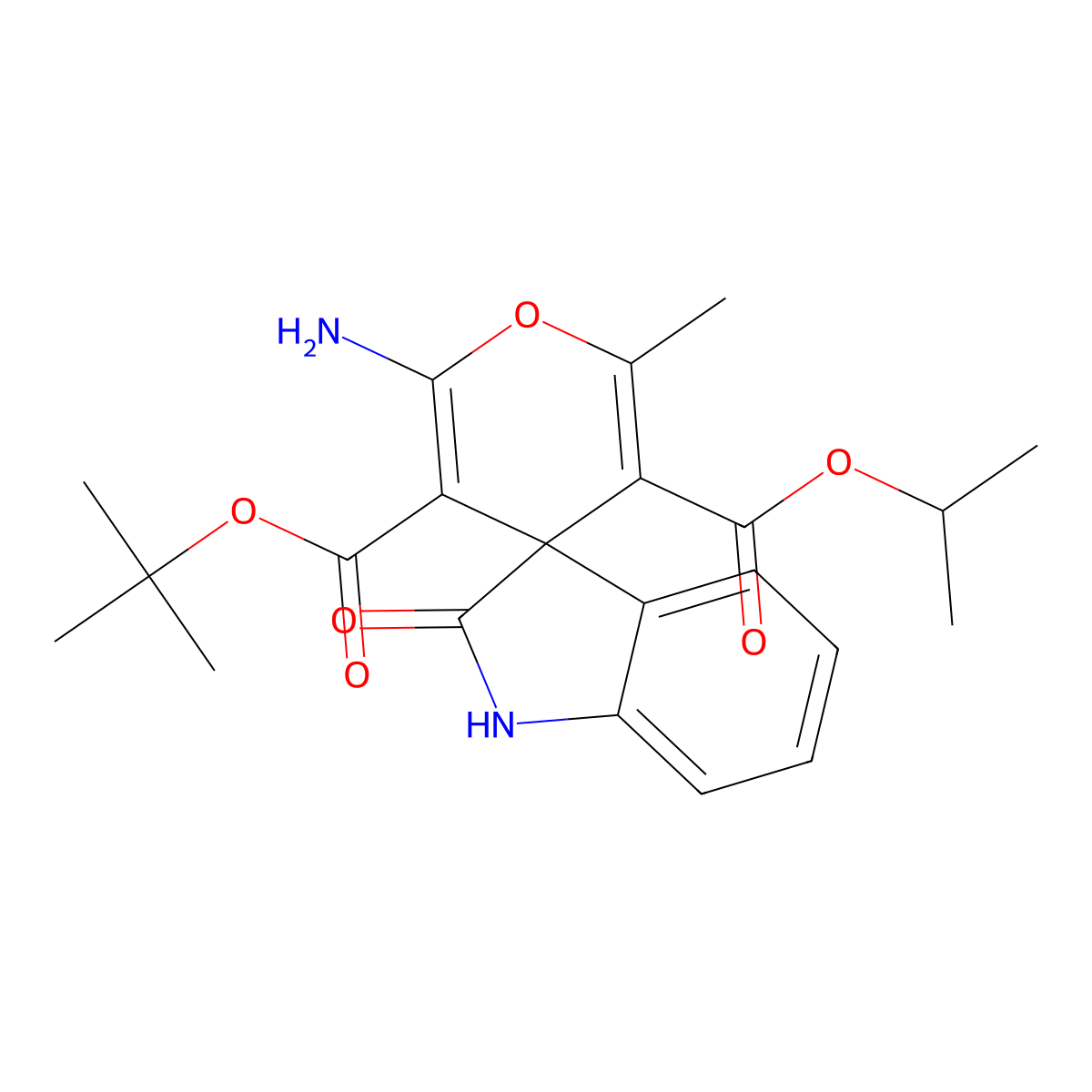 3'-Tert-butyl 5'-isopropyl 2'-amino-6'-methyl-2-oxospiro[indoline-3,4'-pyran]-3',5'-dicarboxylate molecular structure, CAS 300732-10-9