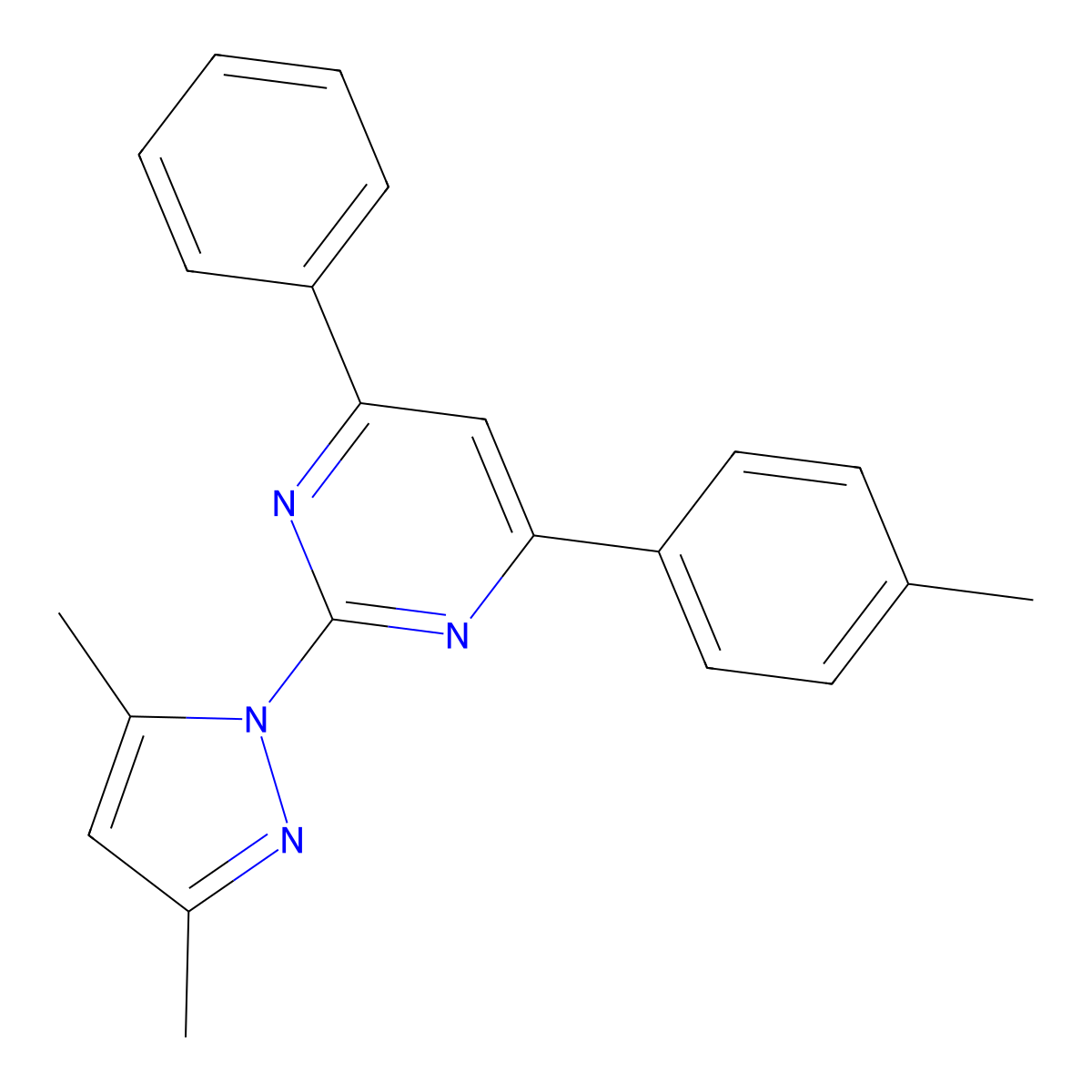 2-(3,5-Dimethylpyrazol-1-yl)-4-(4-methylphenyl)-6-phenylpyrimidine molecular structure, CAS 300732-28-9