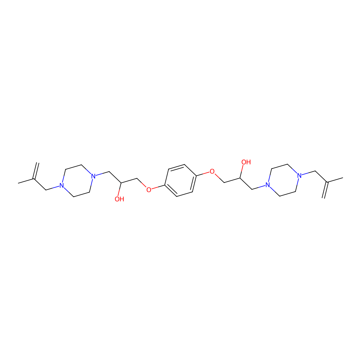 1-[4-[2-Hydroxy-3-[4-(2-methylprop-2-enyl)piperazin-1-yl]propoxy]phenoxy]-3-[4-(2-methylprop-2-enyl)piperazin-1-yl]propan-2-ol molecular structure, CAS 300732-38-1