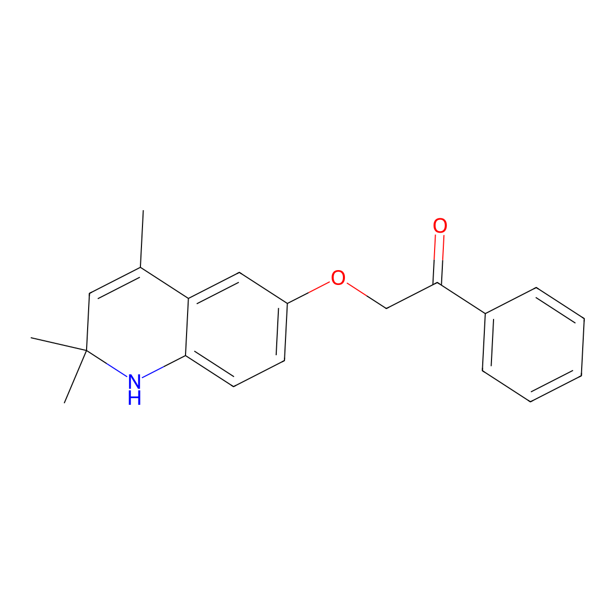 1-phenyl-2-[(2,2,4-trimethyl-1H-quinolin-6-yl)oxy]ethanone molecular structure, CAS 300732-39-2