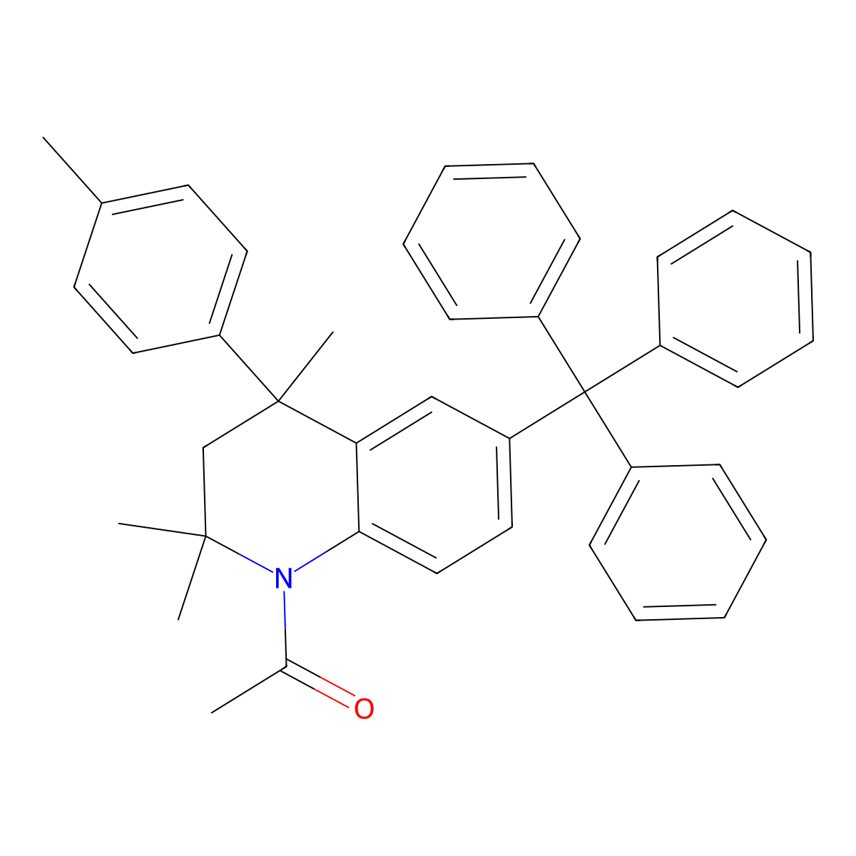1-[2,2,4-trimethyl-4-(4-methylphenyl)-6-trityl-3H-quinolin-1-yl]ethanone molecular structure, CAS 300732-76-7