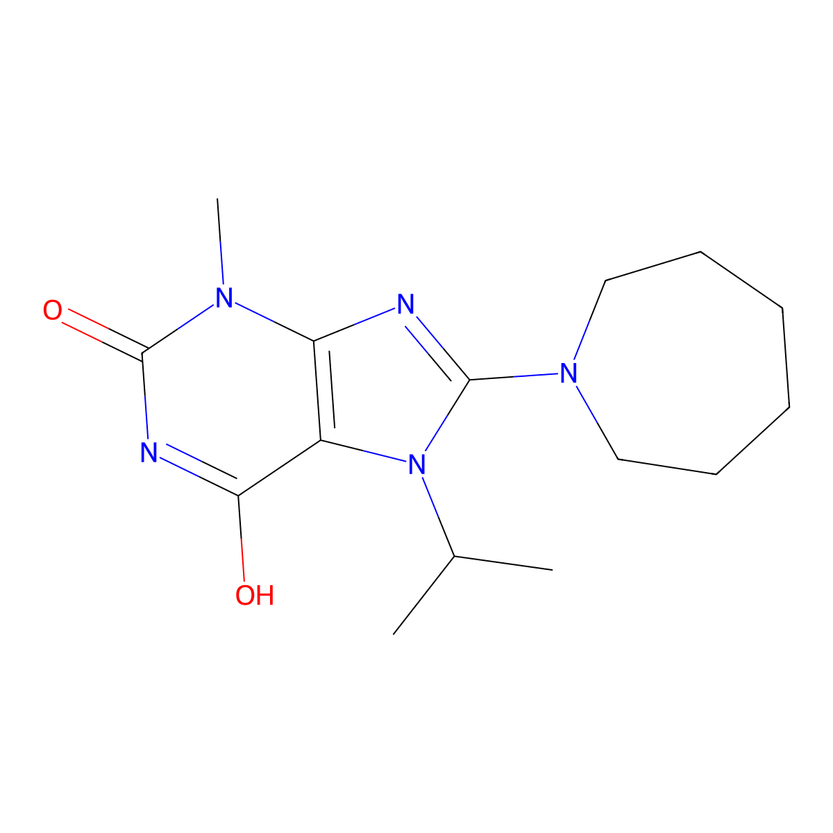 8-(Azepan-1-yl)-3-methyl-7-propan-2-ylpurine-2,6-dione molecular structure, CAS 300732-88-1