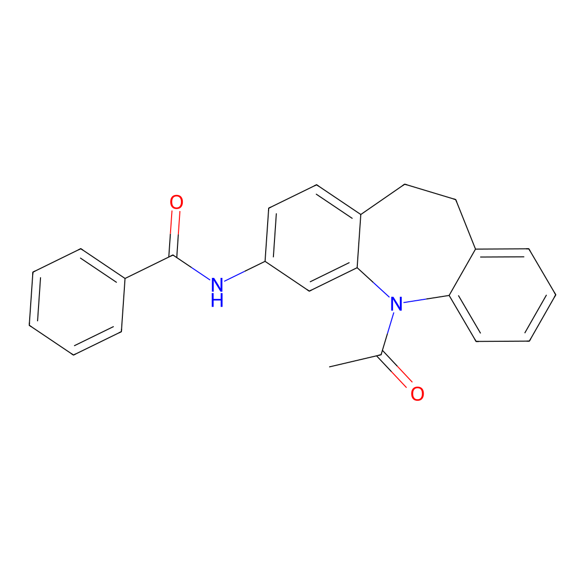 N-(11-acetyl-5,6-dihydrobenzo[b][1]benzazepin-2-yl)benzamide molecular structure, CAS 300733-15-7