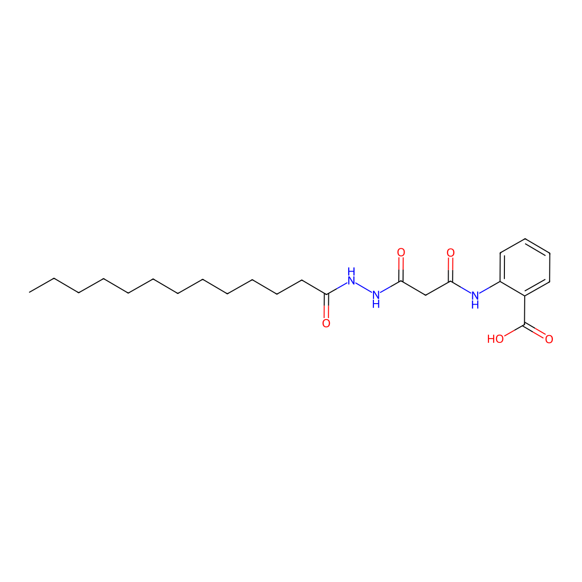 2-(3-Oxo-3-(2-tridecanoylhydrazinyl)propanamido)benzoic acid molecular structure, CAS 300733-16-8