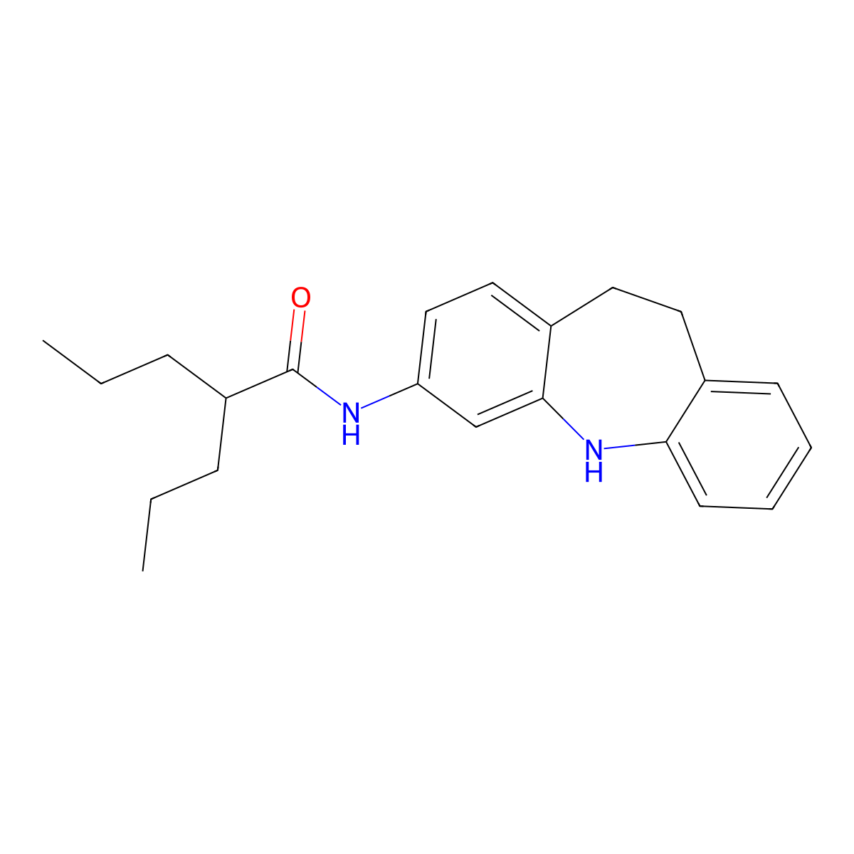 N-(10,11-dihydro-5H-dibenzo[b,f]azepin-3-yl)-2-propylpentanamide molecular structure, CAS 300733-29-3