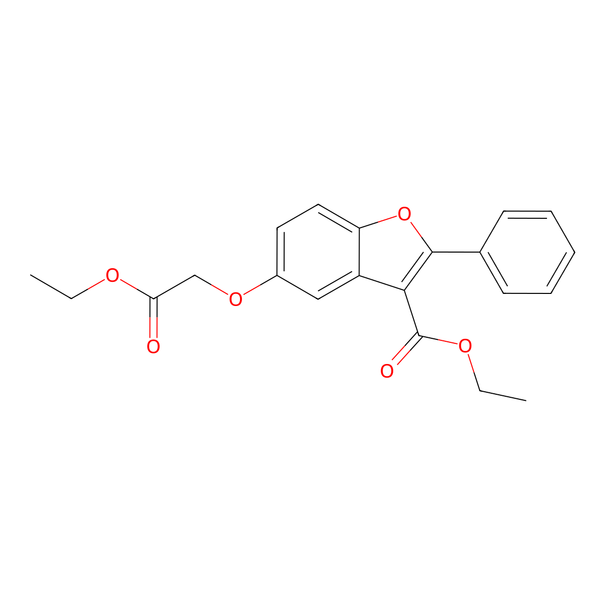Ethyl 5-(2-ethoxy-2-oxoethoxy)-2-phenyl-1-benzofuran-3-carboxylate molecular structure, CAS 300733-39-5