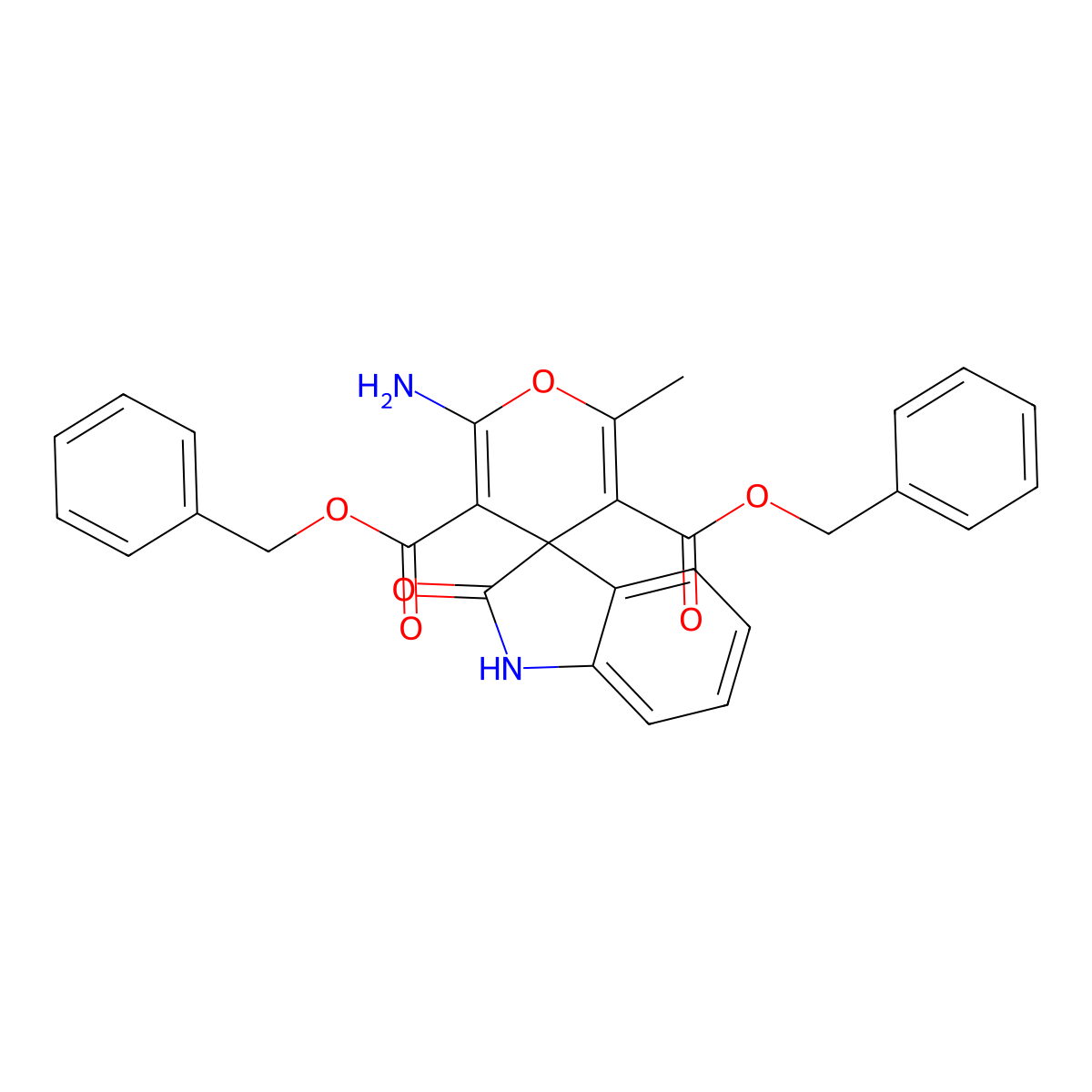 Dibenzyl 2'-amino-6'-methyl-2-oxospiro[indoline-3,4'-pyran]-3',5'-dicarboxylate molecular structure, CAS 300733-52-2