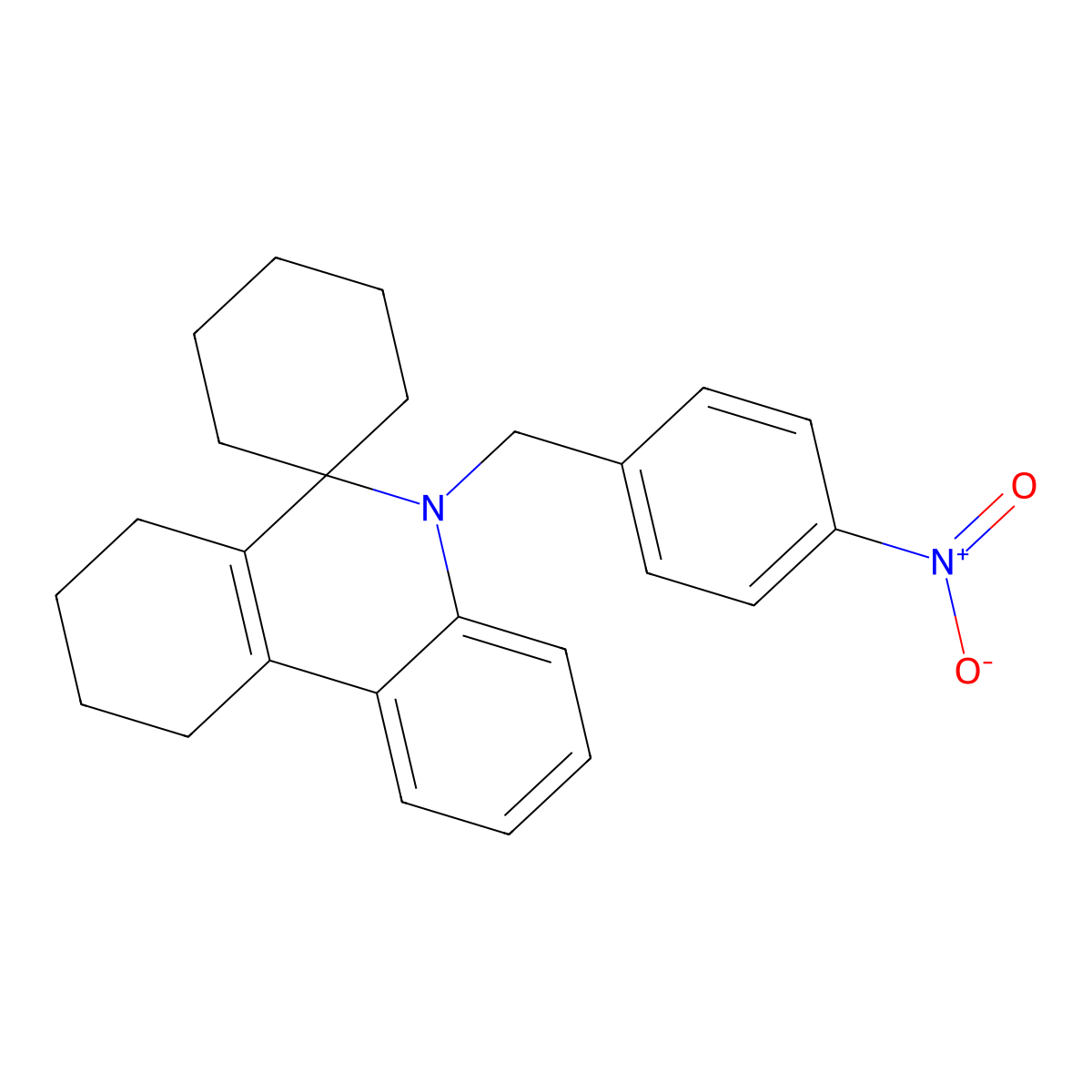 5'-(4-Nitrobenzyl)-5',6',7',8',9',10'-hexahydrospiro(cyclohexane-1,6'-phenanthridine) molecular structure, CAS 300733-59-9