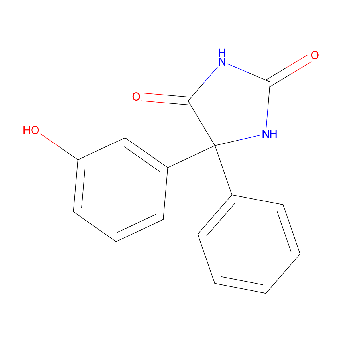 5-(3'-Hydroxyphenyl)-5-phenylhydantoin molecular structure, CAS 30074-03-4
