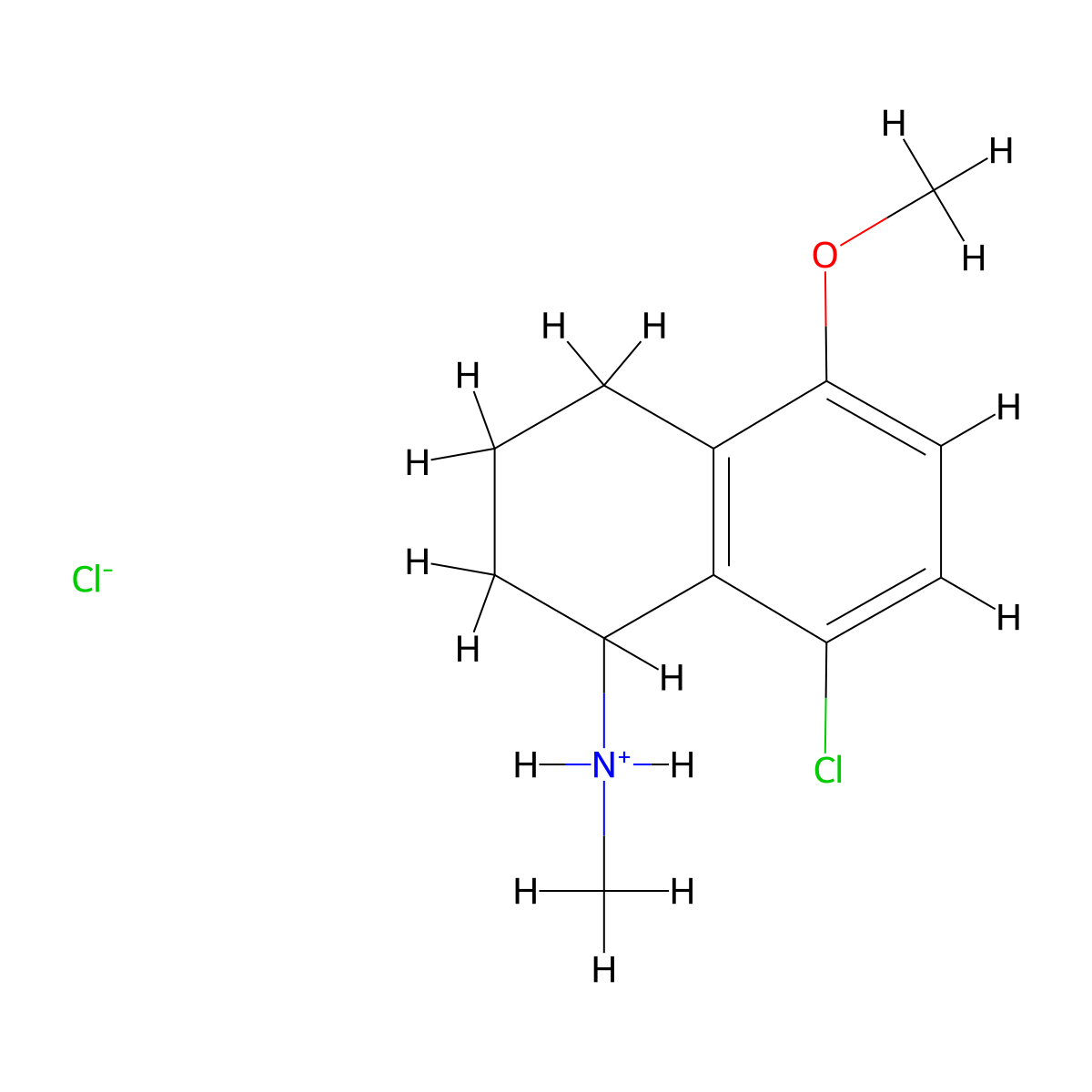 8-chloro-5-methoxy-N-methyl-1,2,3,4-tetrahydronaphthalen-1-amine hydrochloride molecular structure, CAS 30074-74-9