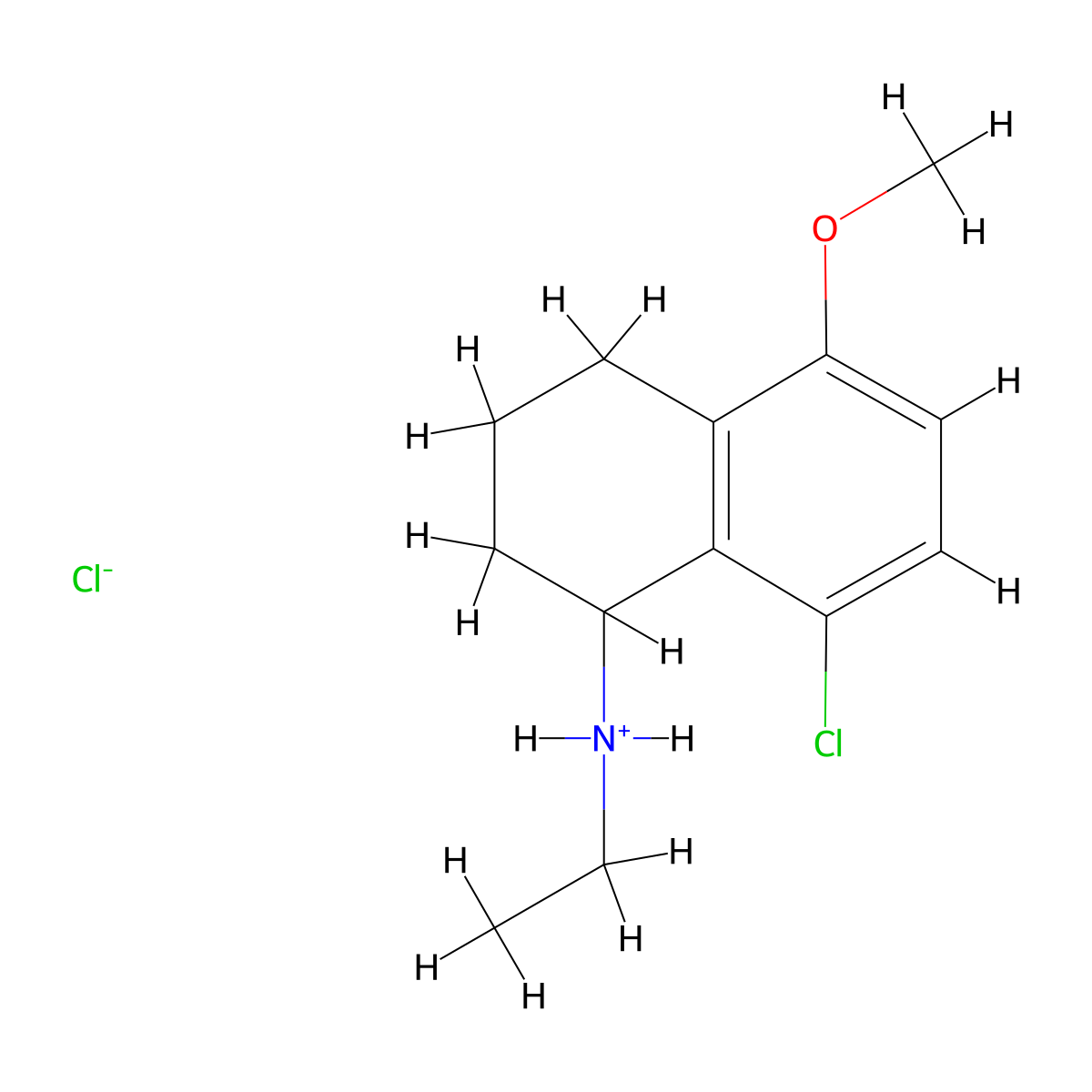 1-Naphthylamine, 1,2,3,4-tetrahydro-8-chloro-N-ethyl-5-methoxy-, hydrochloride molecular structure, CAS 30074-76-1