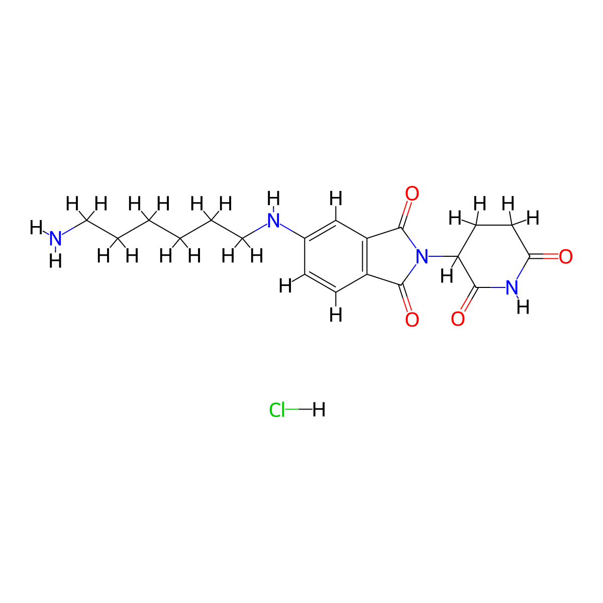 Pomalidomide-5-C6-NH2 hydrochloride molecular structure, CAS 3007650-02-1