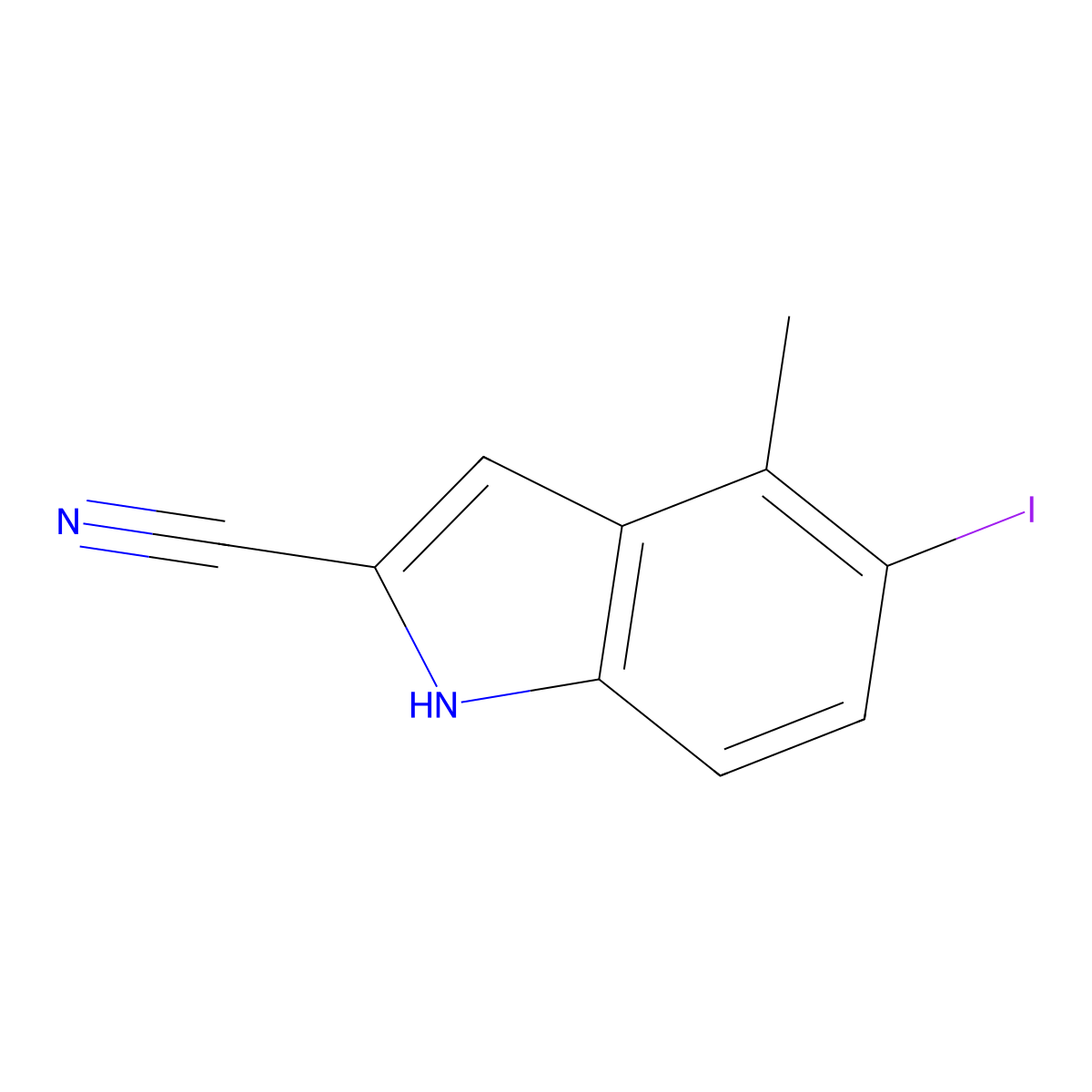5-iodo-4-methyl-1H-indole-2-carbonitrile molecular structure, CAS 3007670-38-1