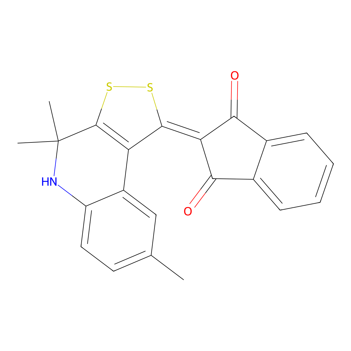 2-(4,4,8-trimethyl-4,5-dihydro-1H-[1,2]dithiolo[3,4-c]quinolin-1-ylidene)-1H-indene-1,3(2H)-dione molecular structure, CAS 300769-15-7