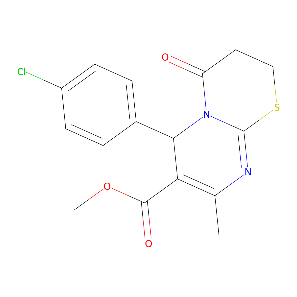 Methyl 6-(4-chlorophenyl)-8-methyl-4-oxo-3,4-dihydro-2H,6H-pyrimido[2,1-B][1,3]thiazine-7-carboxylate molecular structure, CAS 300770-15-4