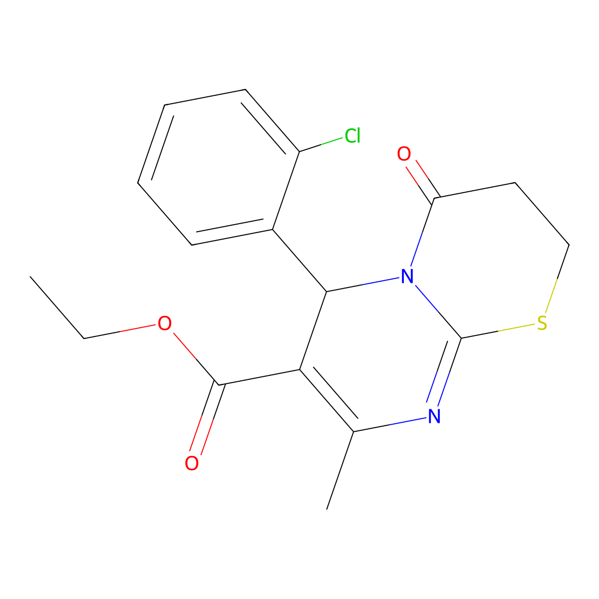 ethyl 6-(2-chlorophenyl)-8-methyl-4-oxo-2H,3H,4H,6H-pyrimido[2,1-b][1,3]thiazine-7-carboxylate molecular structure, CAS 300770-29-0