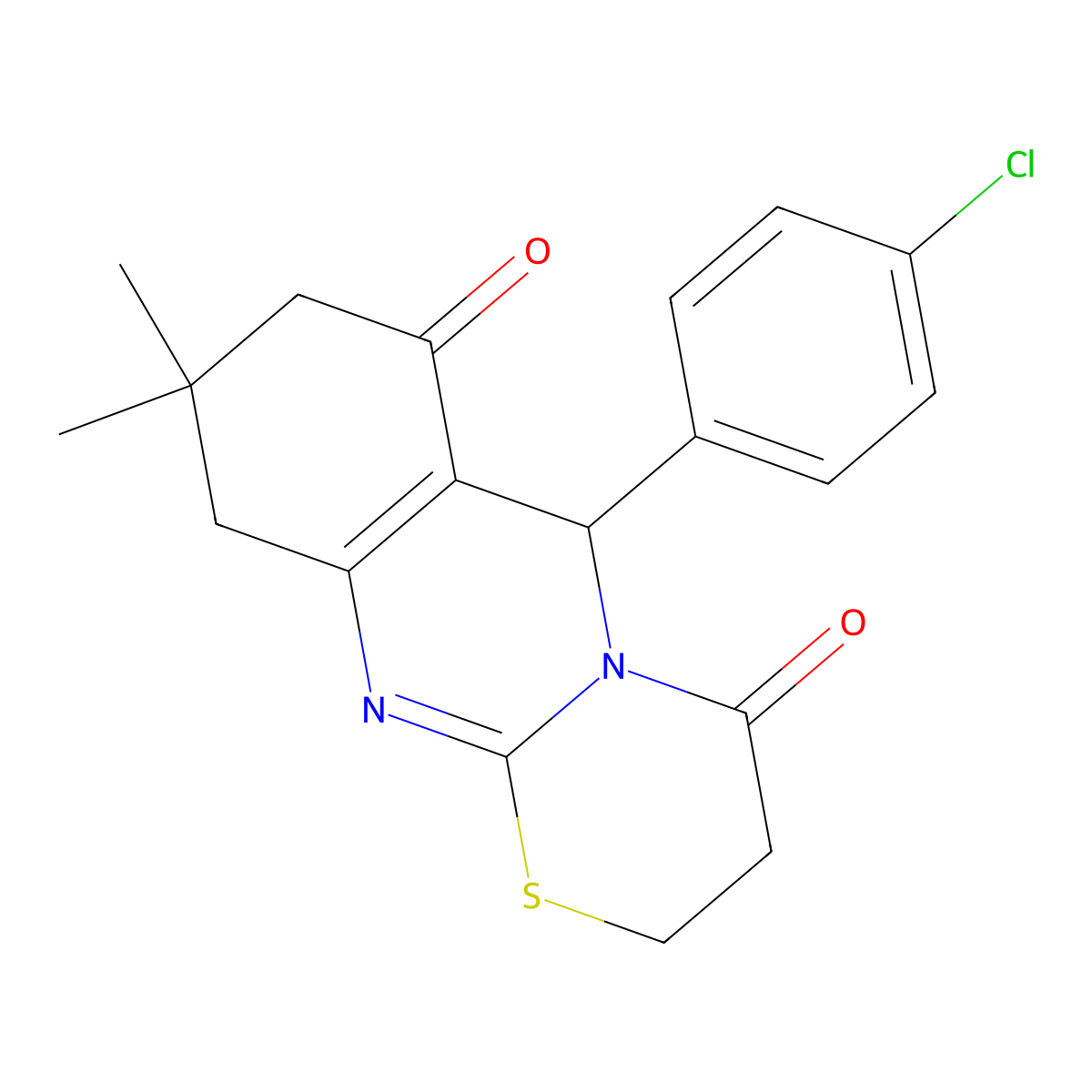 6-(4-chlorophenyl)-9,9-dimethyl-2,3,9,10-tetrahydro-[1,3]thiazino[2,3-b]quinazoline-4,7(6H,8H)-dione molecular structure, CAS 300770-45-0