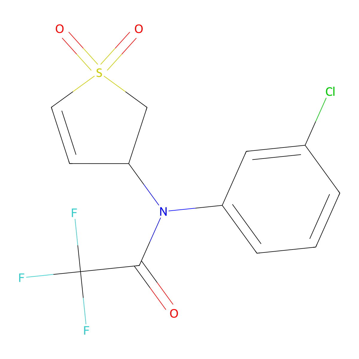 N-(3-chlorophenyl)-N-(1,1-dioxo-2,3-dihydro-1lambda6-thiophen-3-yl)-2,2,2-trifluoroacetamide molecular structure, CAS 300772-36-5