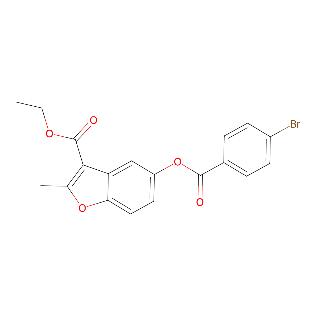 Ethyl 5-(4-bromobenzoyloxy)-2-methyl-1-benzofuran-3-carboxylate molecular structure, CAS 300772-42-3