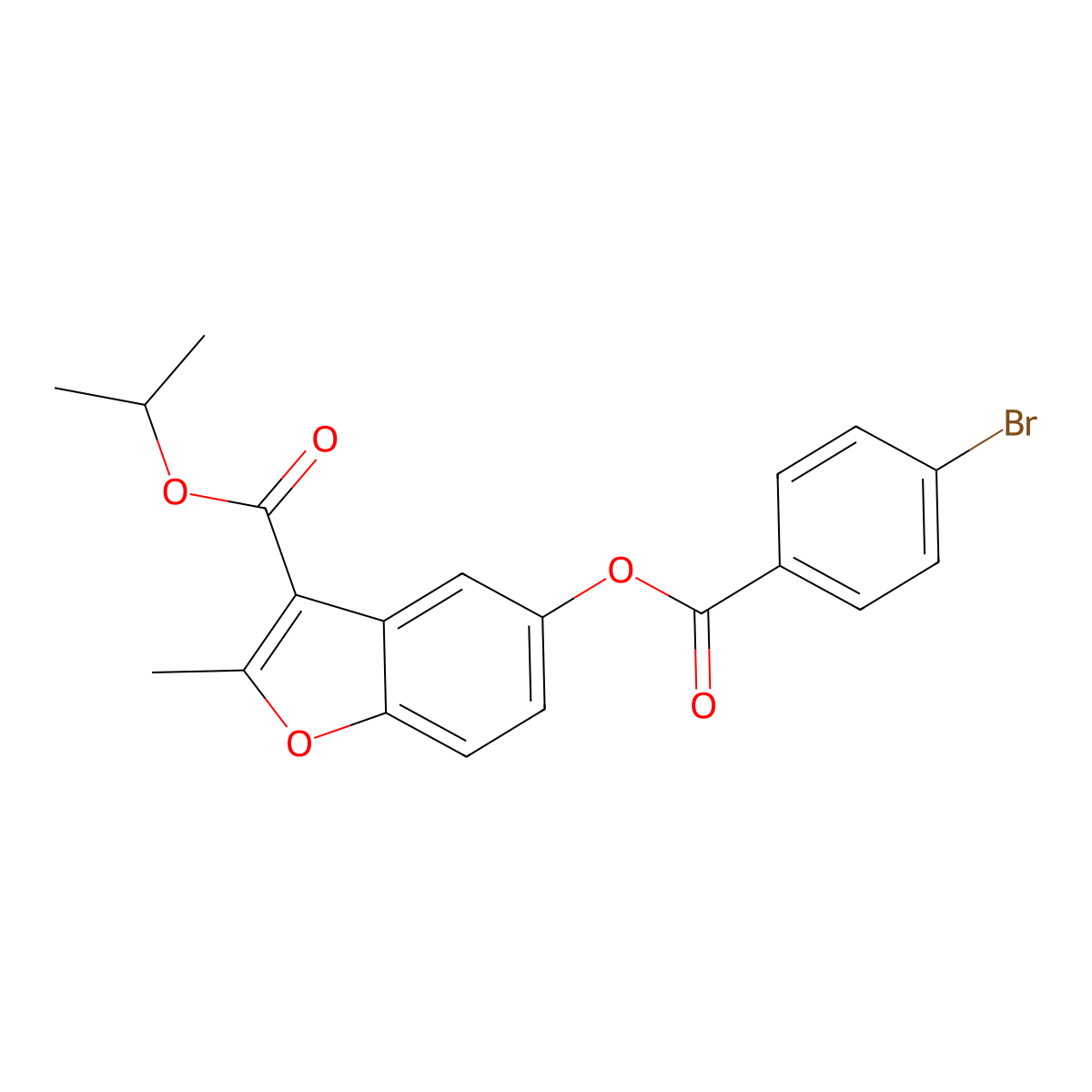 Isopropyl 5-[(4-bromobenzoyl)oxy]-2-methyl-1-benzofuran-3-carboxylate molecular structure, CAS 300772-43-4