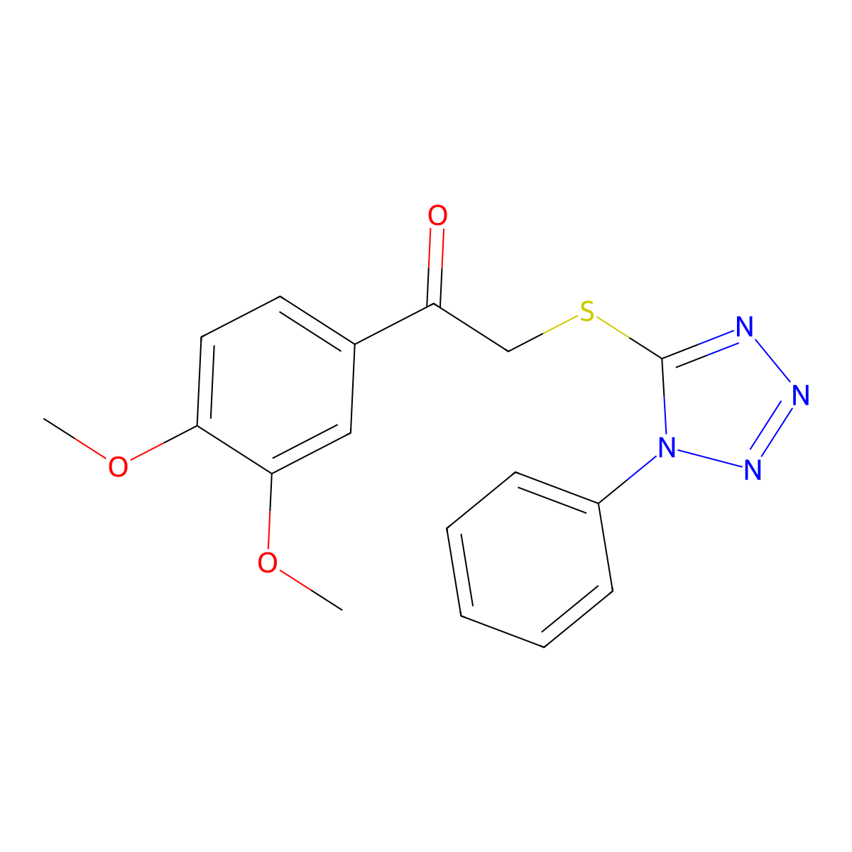 1-(3,4-Dimethoxyphenyl)-2-((1-phenyl-1H-tetraazol-5-YL)thio)ethanone molecular structure, CAS 300772-46-7