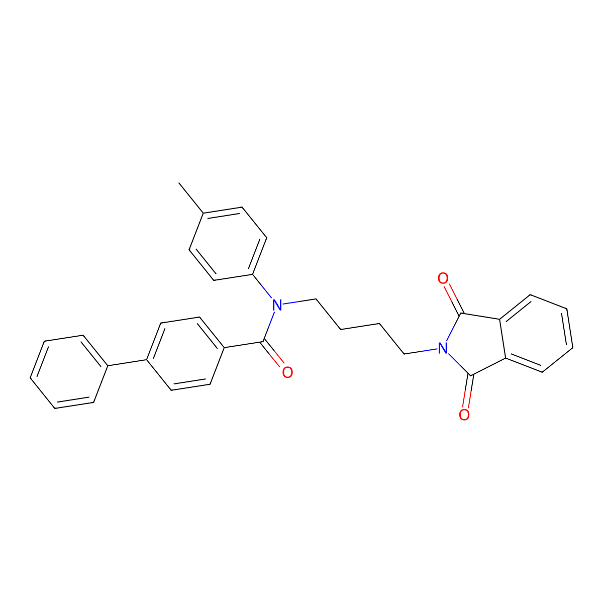 N-[4-(1,3-dioxoisoindol-2-yl)butyl]-N-(4-methylphenyl)-4-phenylbenzamide molecular structure, CAS 300772-68-3