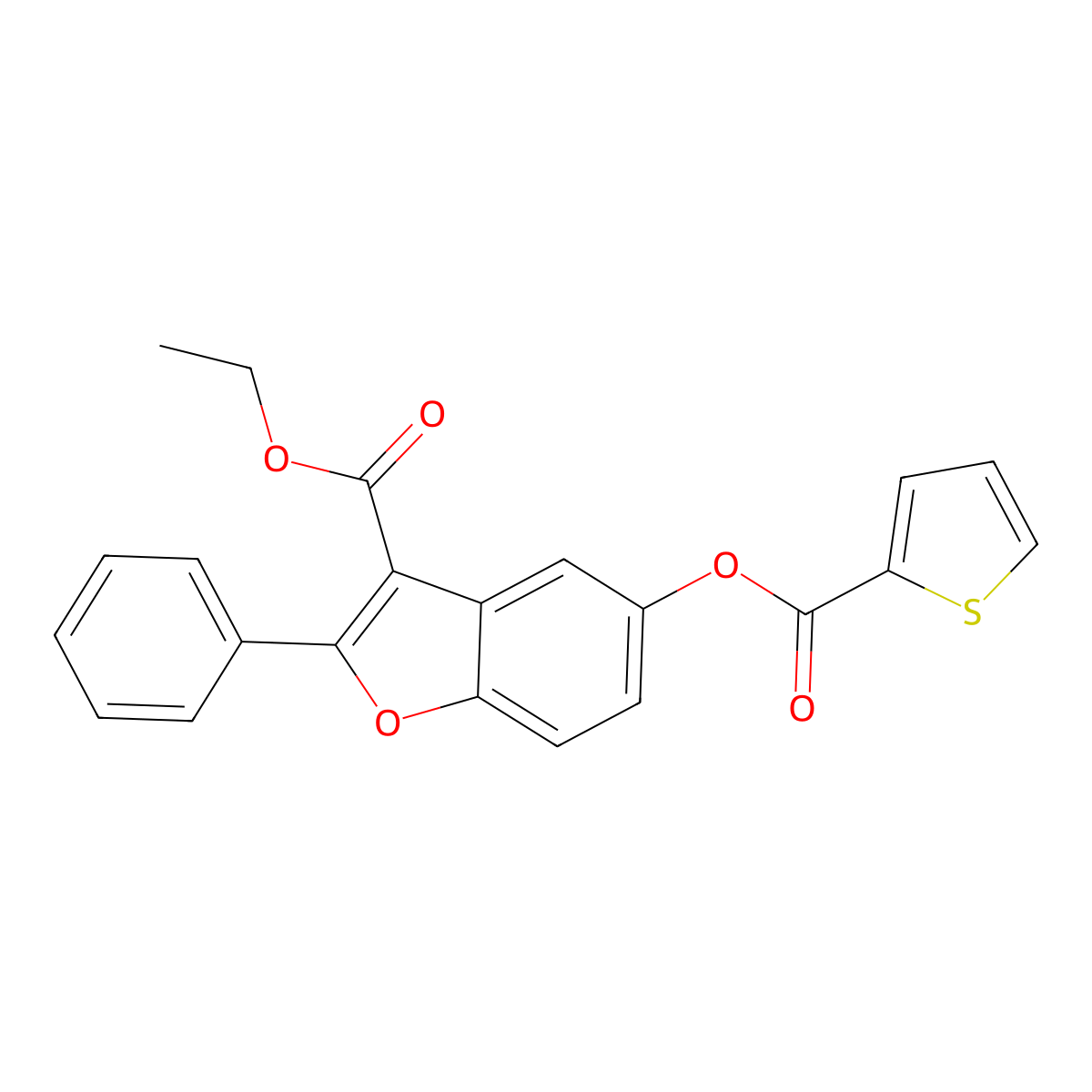 Ethyl 2-phenyl-5-(thiophene-2-carbonyloxy)-1-benzofuran-3-carboxylate molecular structure, CAS 300772-81-0