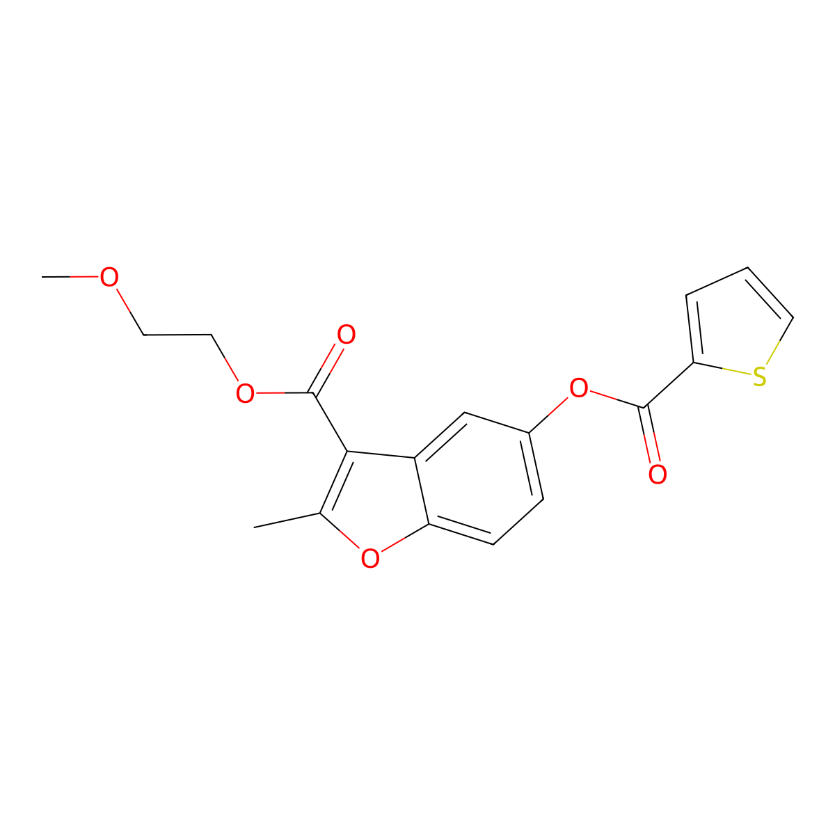 2-Methoxyethyl 2-methyl-5-(thiophene-2-carbonyloxy)-1-benzofuran-3-carboxylate molecular structure, CAS 300772-83-2