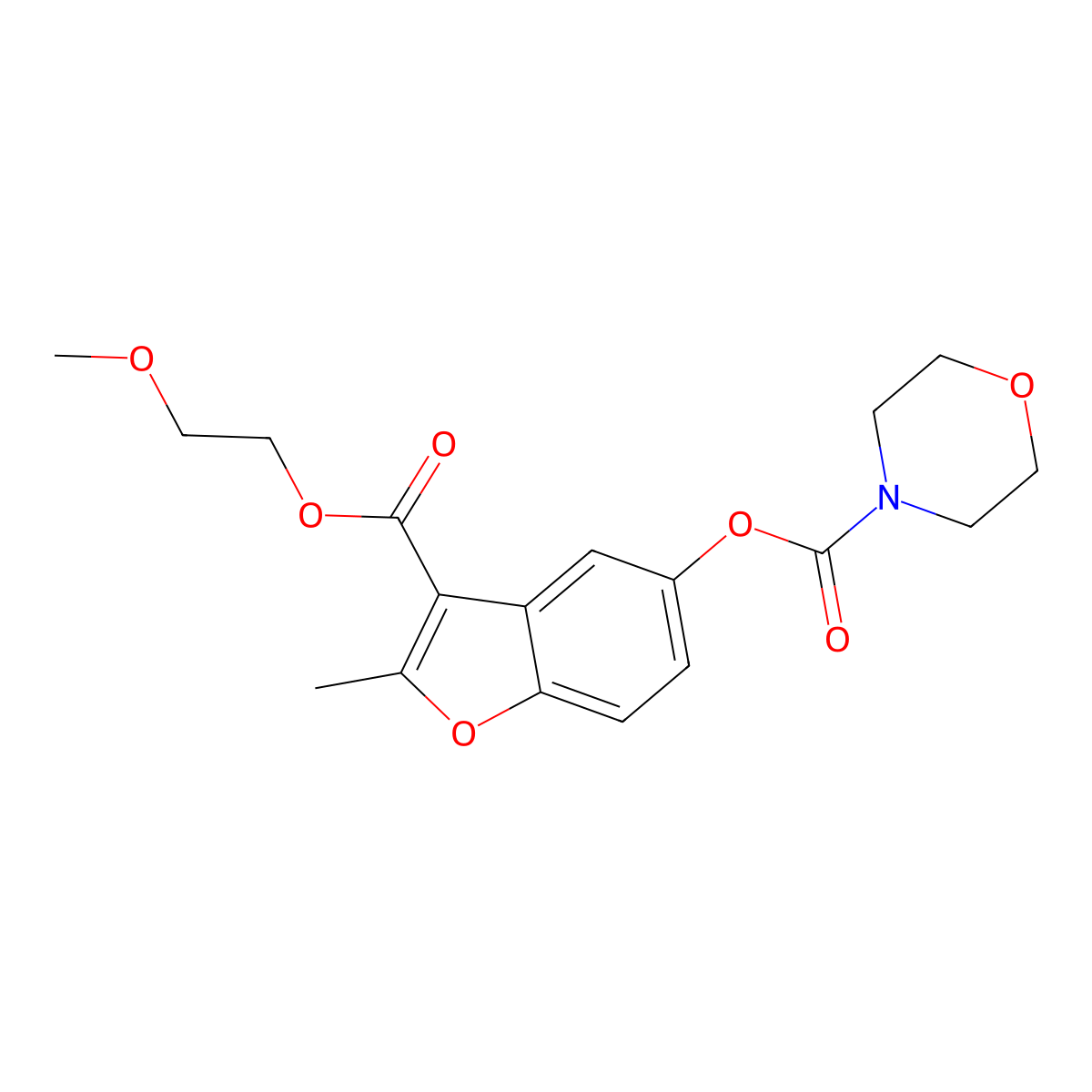 3-[(2-Methoxyethoxy)carbonyl]-2-methyl-1-benzofuran-5-yl morpholine-4-carboxylate molecular structure, CAS 300772-85-4