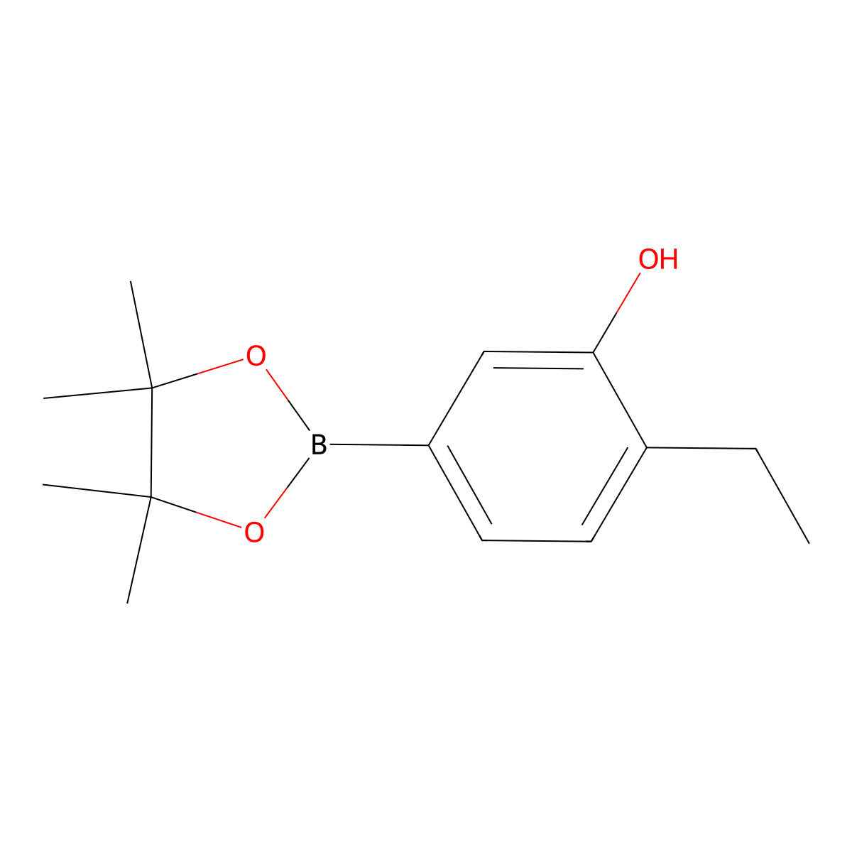 2-Ethyl-5-(4,4,5,5-tetramethyl-1,3,2-dioxaborolan-2-YL)phenol molecular structure, CAS 3007733-87-8