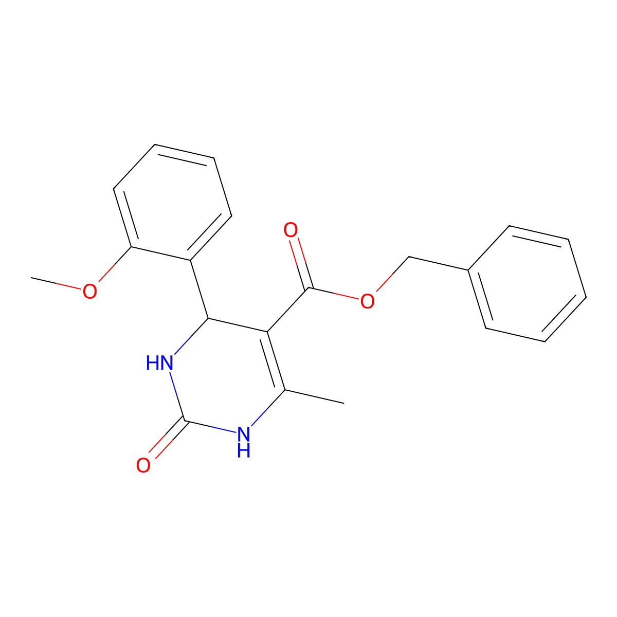 Benzyl 4-(2-methoxyphenyl)-6-methyl-2-oxo-1,2,3,4-tetrahydropyrimidine-5-carboxylate molecular structure, CAS 300799-33-1