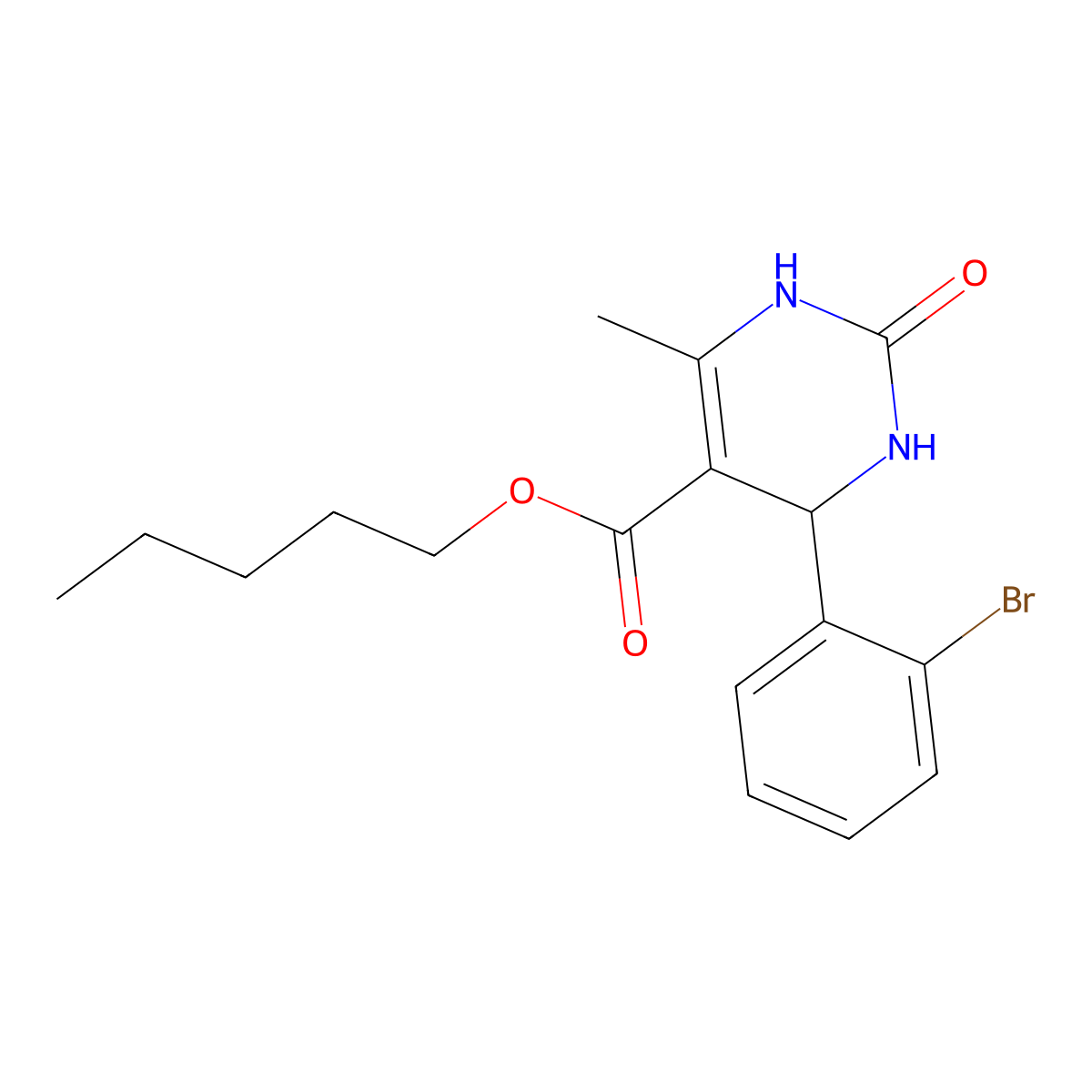 Pentyl 4-(2-bromophenyl)-6-methyl-2-oxo-1,2,3,4-tetrahydropyrimidine-5-carboxylate molecular structure, CAS 300799-35-3