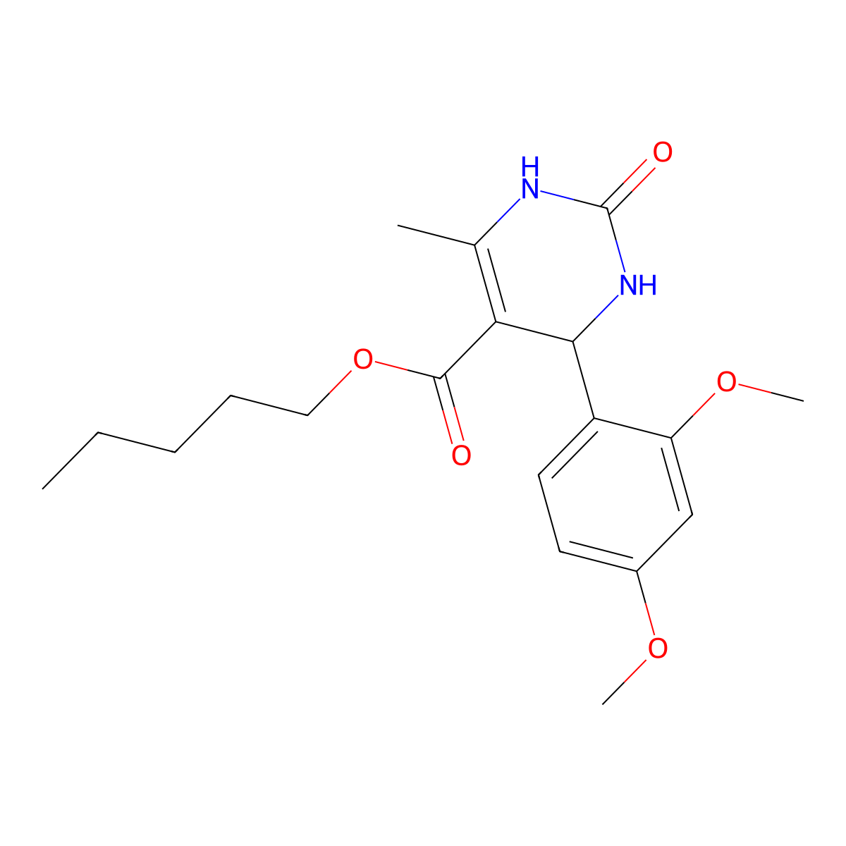 Pentyl 4-(2,4-dimethoxyphenyl)-6-methyl-2-oxo-1,2,3,4-tetrahydropyrimidine-5-carboxylate molecular structure, CAS 300799-36-4