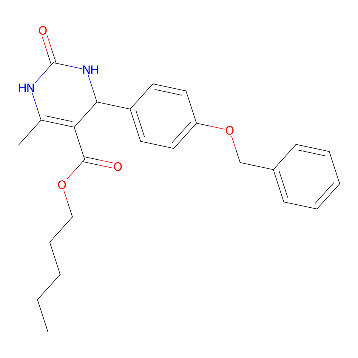 Pentyl 4-(4-(benzyloxy)phenyl)-6-methyl-2-oxo-1,2,3,4-tetrahydropyrimidine-5-carboxylate molecular structure, CAS 300799-38-6