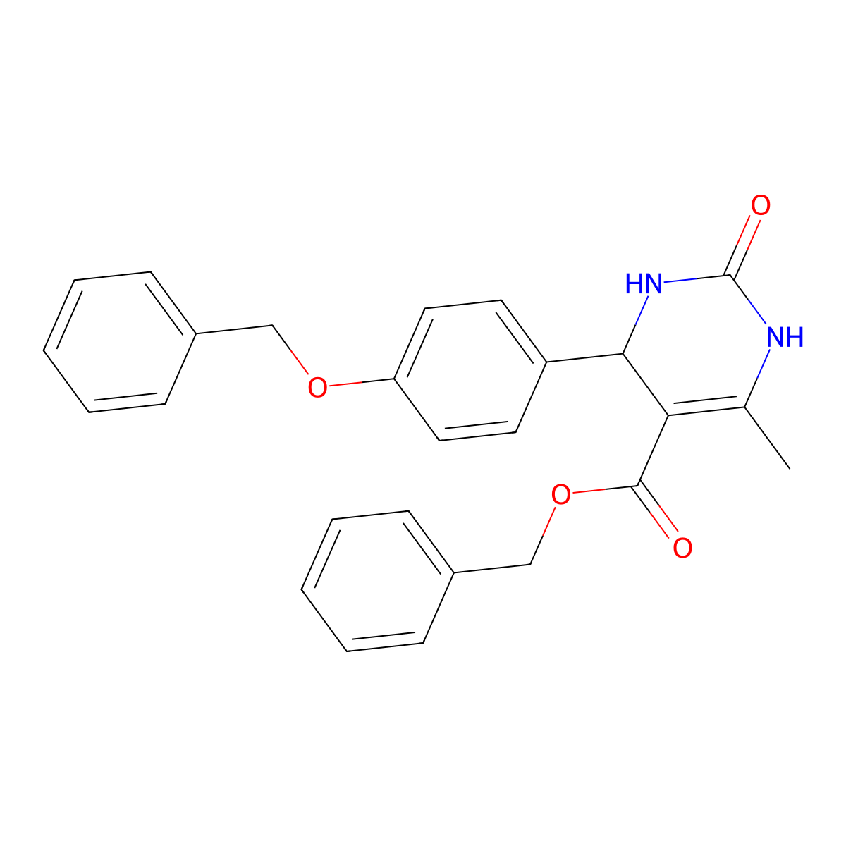 Benzyl 4-(4-(benzyloxy)phenyl)-6-methyl-2-oxo-1,2,3,4-tetrahydropyrimidine-5-carboxylate molecular structure, CAS 300799-39-7