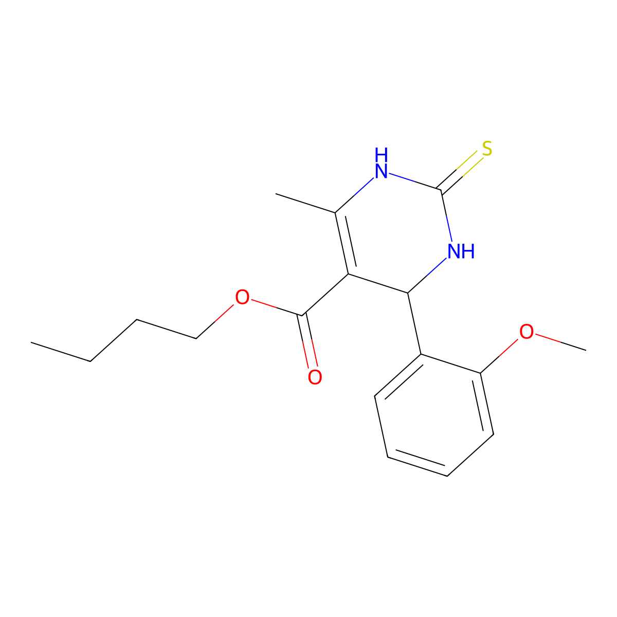 Butyl 4-(2-methoxyphenyl)-6-methyl-2-thioxo-1,2,3,4-tetrahydropyrimidine-5-carboxylate molecular structure, CAS 300799-46-6